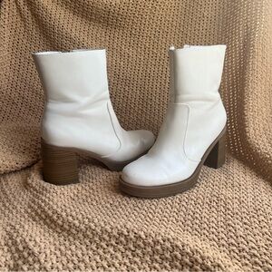 Trendy White Ankle Boots
